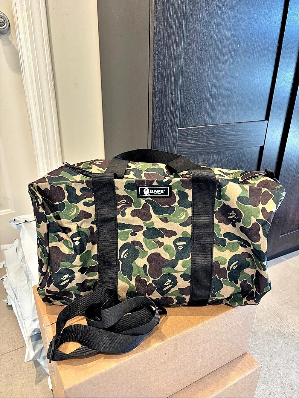 BAPE Camo Travel Bag in Green & Brown New
